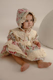 Vintage floral dress set for girls dress, bonnet, buckle, socks